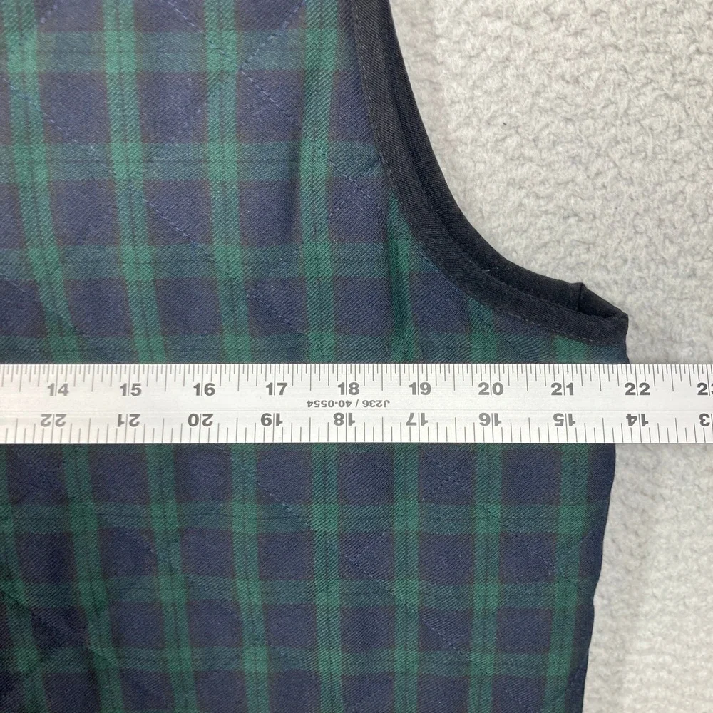 Talbots Quilted Vest Womens‎ Large Green Navy Zip Up Tartan Plaid Hiking Preppy